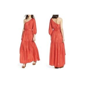 NEW Love Like Summer Designer ELEGANT One Shoulder Red Maxi Dress Size XS #73